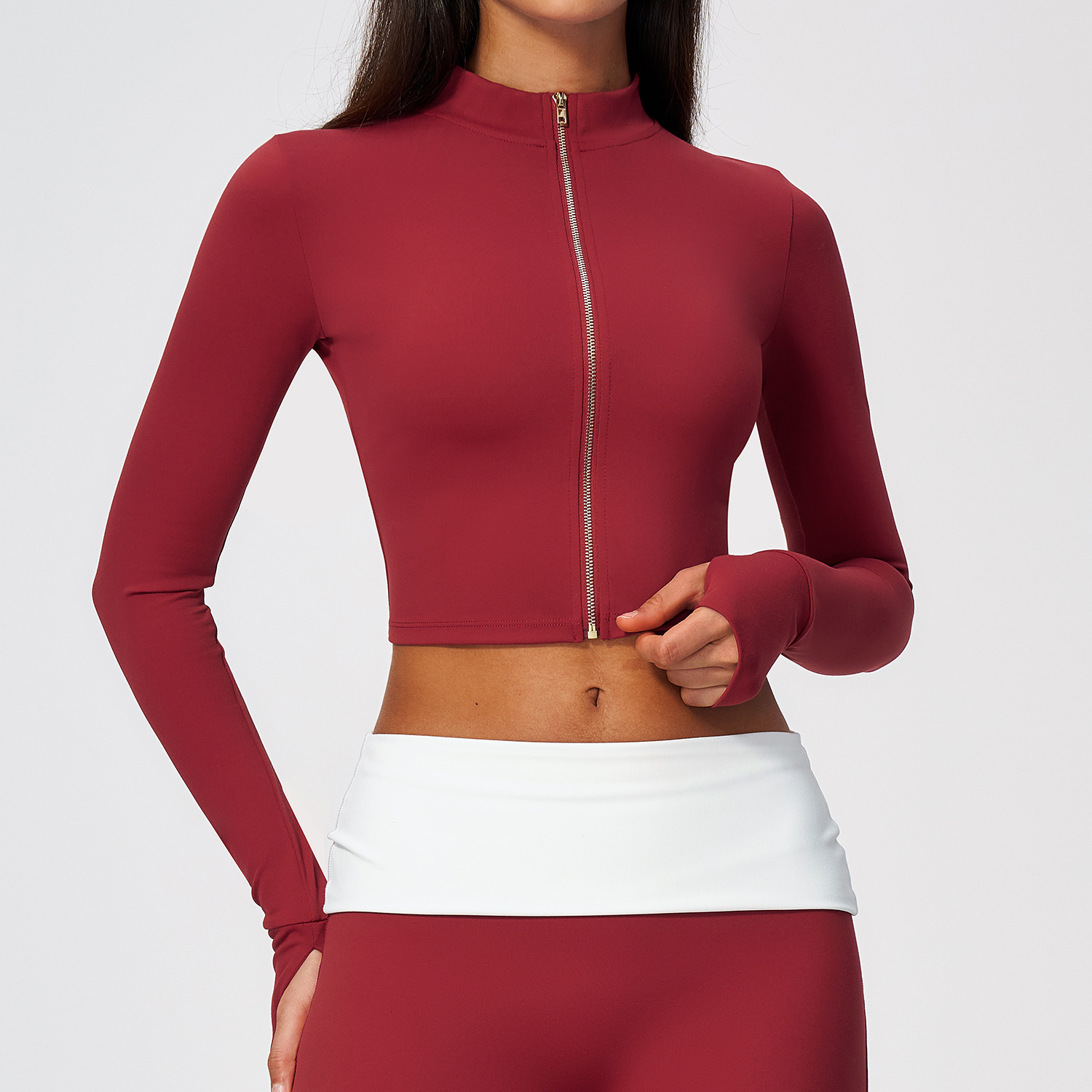 Yoga Fitness Jacket - Yogajas met lange mouwen, cloud-gevoel, ritssluiting,