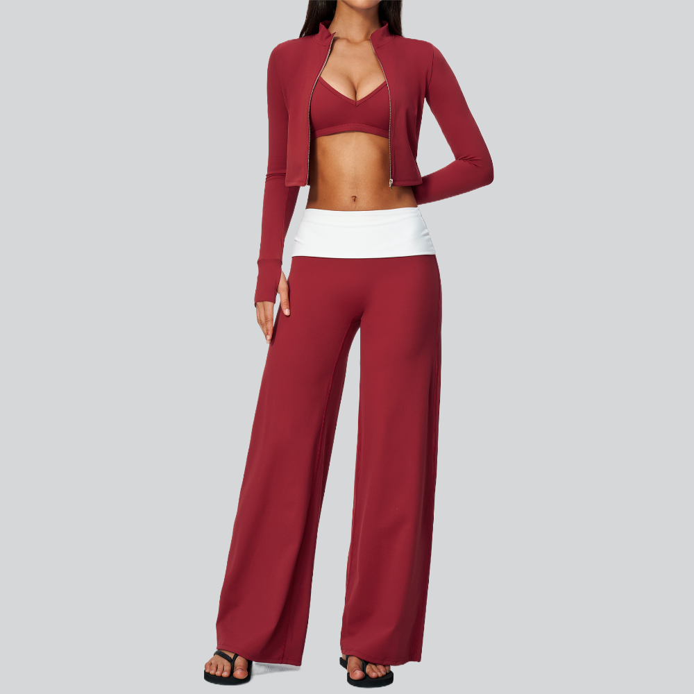 Yoga Fitness Jacket - Dames 3-delige yogaset, gymkleding, fitnesspak, trainingspak,