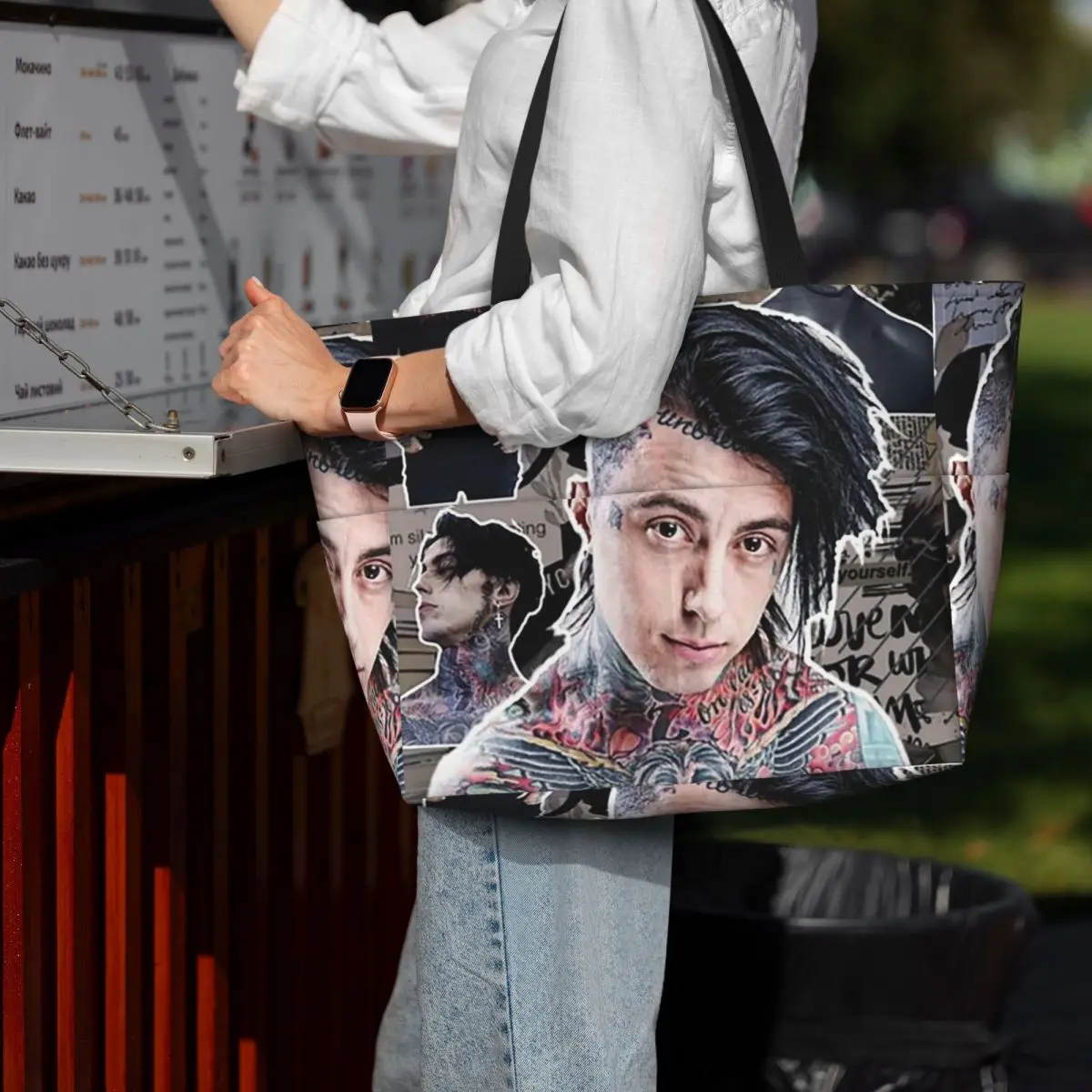 Yoga Fitness Gym Photos - Ronnie Radke Fotocollage Hoge kwaliteit strandtas