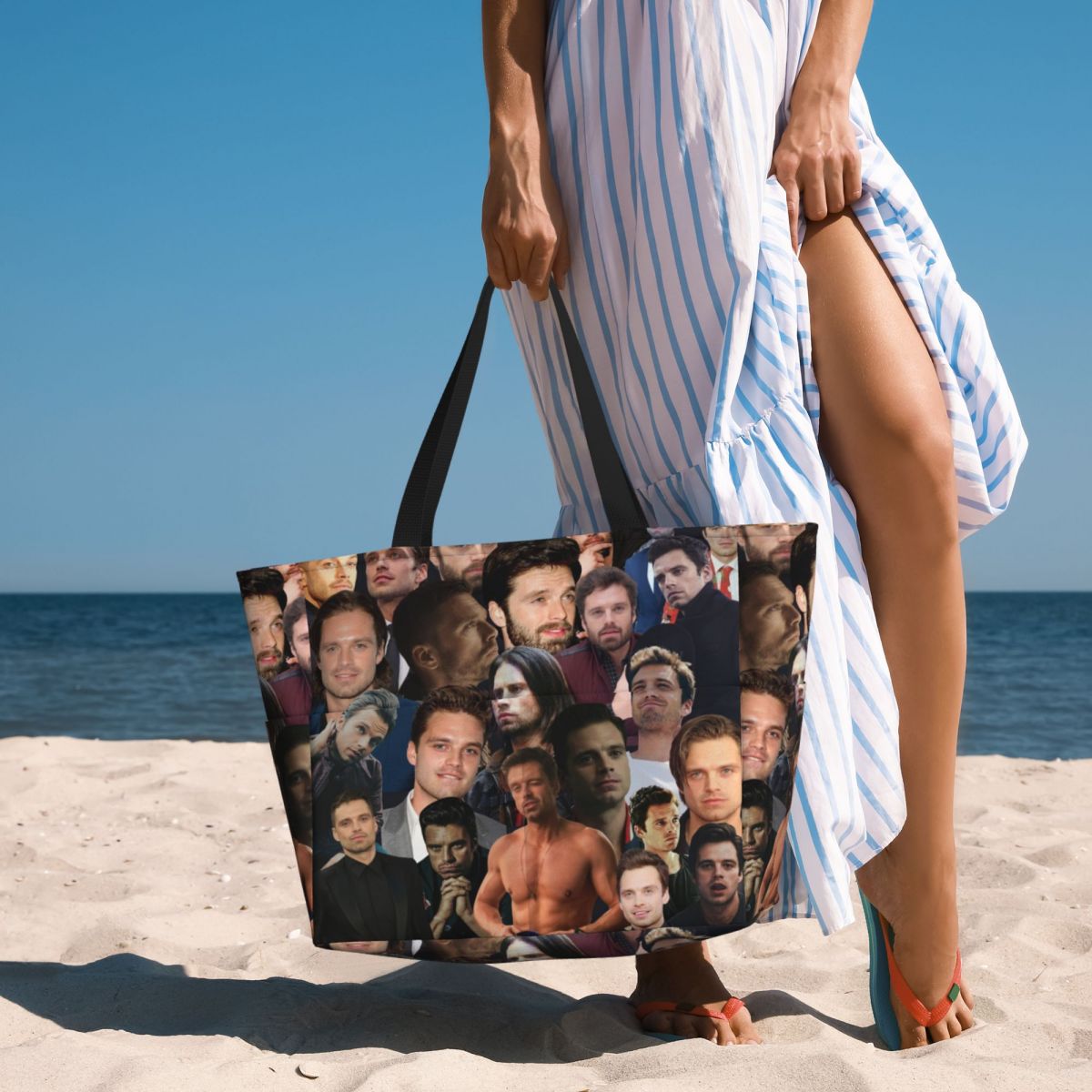 Yoga Fitness Gym Photos - Sebastian Stan Fotocollage Strand Tote Bag