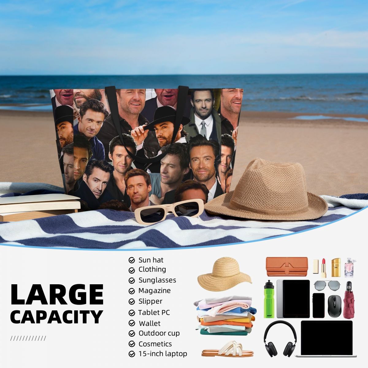 Hugh Jackman Fotocollage Stran - Yoga Fitness Gym Photos recensie en prijs